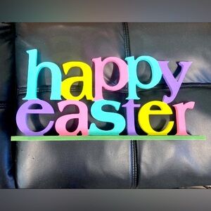 Handpainted “Happy Easter” Wooden Standing Sign. 
-17” L x 8.5” H x 2” D.
